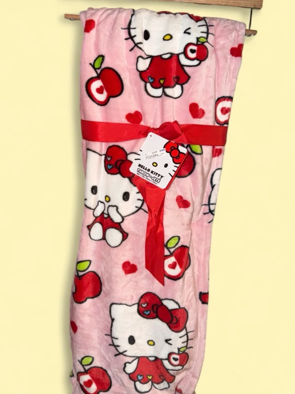 Hello Kitty Pink Apple Plush Blanket